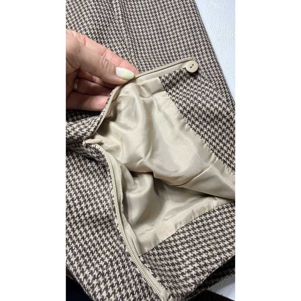 Talbots Petites 10 Wool Houndstooth Skirt Suit Set Blazer Jacket A-Line Brown - Picture 16 of 16
